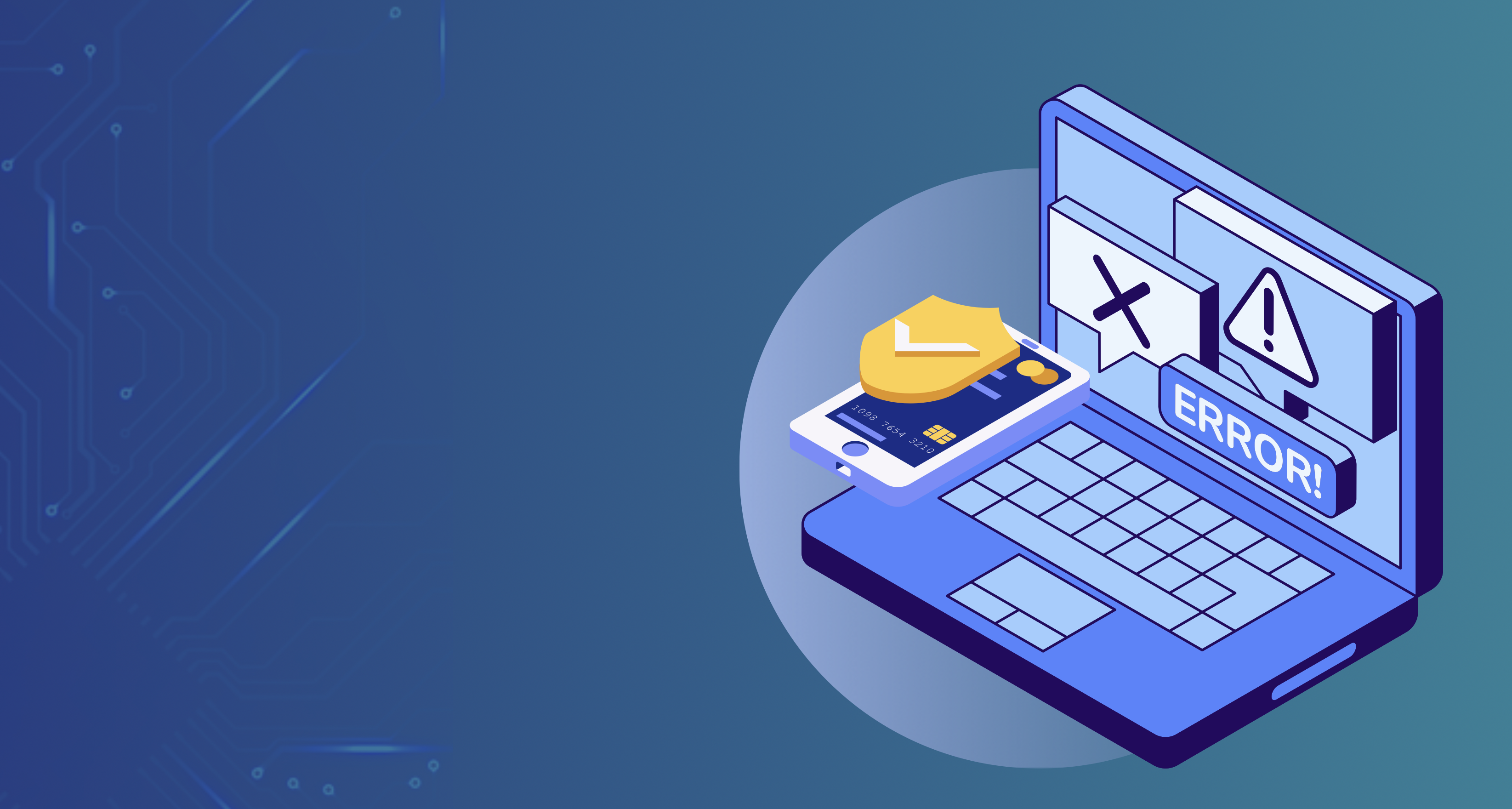 Cyber security concept with a shield icon