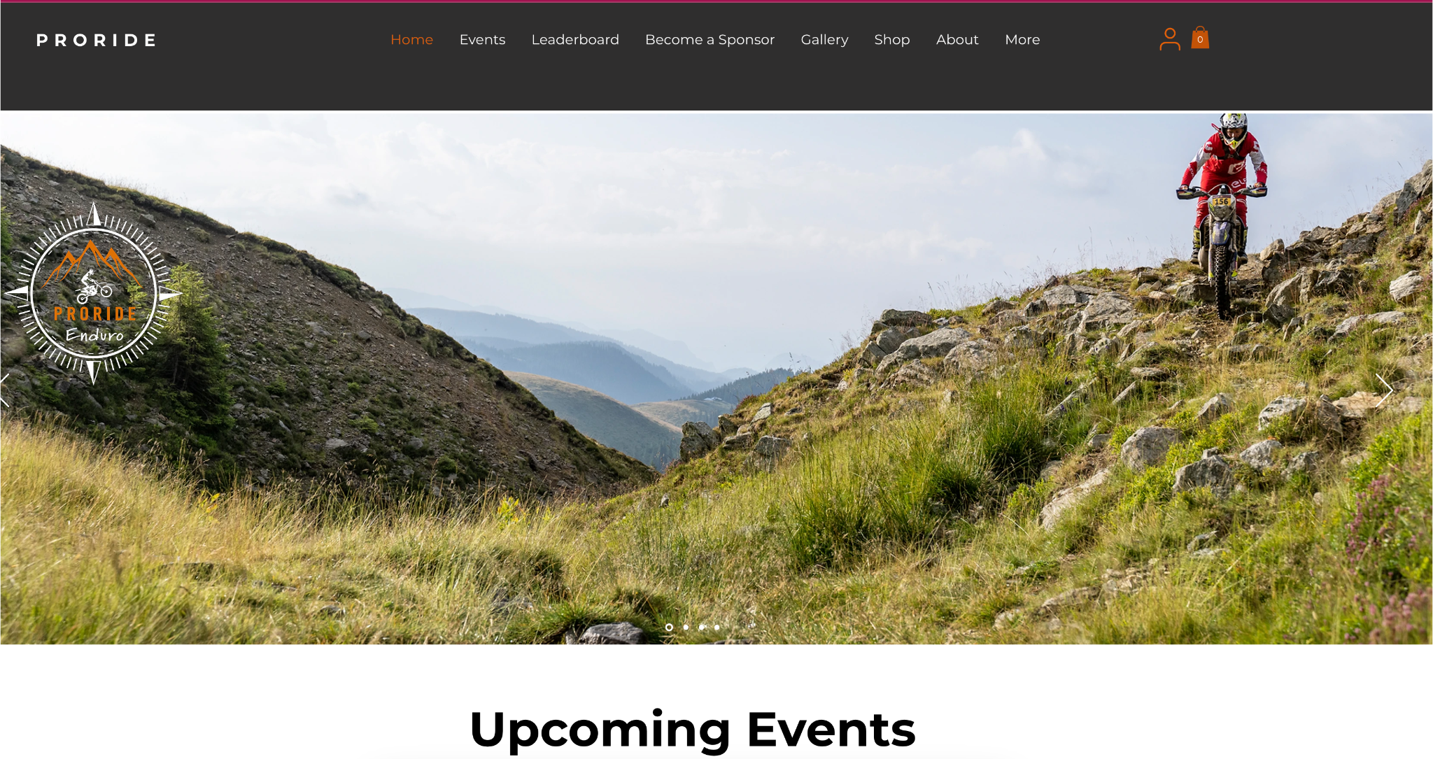 Screenshot of Proride Events website